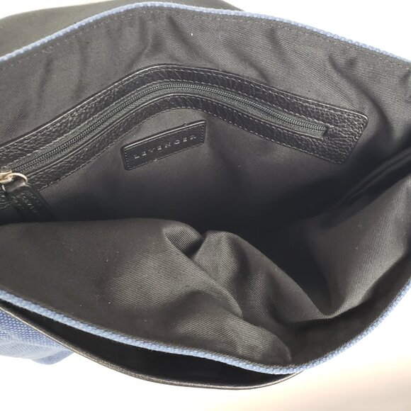 Levenger Metro Blue Canvas Leather Messenger Bag 13"x13" Shoulder Crossbody - Picture 9 of 14